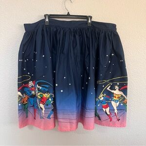 Justice League x Unique Vintage Comic Heroine A-Line Skirt size 5x / 26